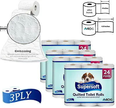 £18.99 • Buy Premium Quality 72 Toilet Rolls Quilted Tissue 3 & 2 Ply Toilet Paper Extra Soft