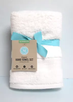 Martha Stewart 2 Organic White Hand Towels • $21.89