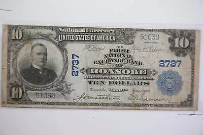 1902 $10 National Currency Roanoke VA.  Affordable Priced. Store #932901 • $276.85