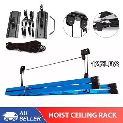 Kayak Hoist Bike Pulley Ladder Lift System Garage Ceiling Storage Rack Free Rope • $48.95