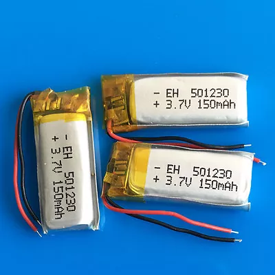 3 Pcs 3.7v 150mAh Li Po Battery For MP3 DVD GPS Headphone Bluetooth PSP 501230 • £8.39