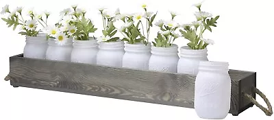 MyGift 9 Piece Set Farmhouse Centerpiece Decor Includes 8 Small White Mason Jar • $29.95