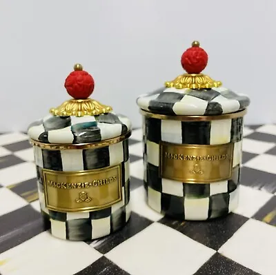 MacKenzie-Childs Courtly Check 2 Piece Mini & Demi Canister Set • $130
