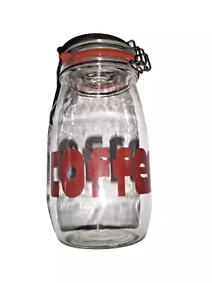 Wheaton 1.5 Liter COFFEE Glass Storage Jar With Wire Bale Hinge | Ca. 1970's • $19.90