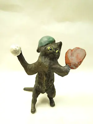 Vienna Bronze Black Cat With Baseball Glove And Ball • $40