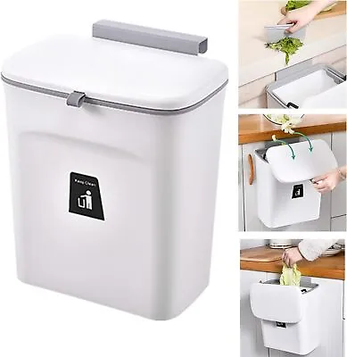 Hanging Trash Can With Sliding Lid Wall Waste Bin Kitchen Cupboard Door/Bathroom • £9.95