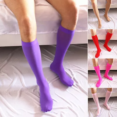 $1.59 • Buy Mens Silk Stockings Ultra Thin Stretchy Knee High Long Socks Hoisery Fashion