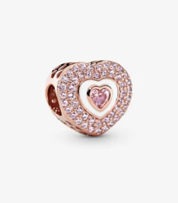 $99.95 • Buy Pandora Rose Gold Pink Pave Heart Charm Pendant 788097NPR