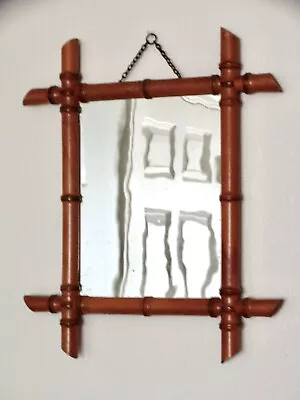 Antique French Mercury Glass Mirror Wavy Reflection Faux Bamboo Frame • $395