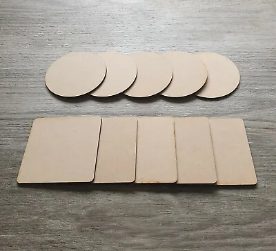 5x Wooden MDF Plain Coasters Table Tag Shapes 10cm Craft Blanks Circle & Square • £2.95