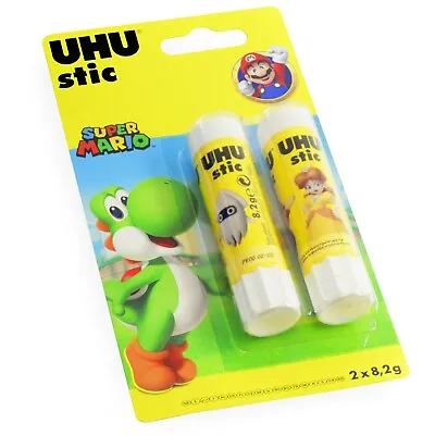 UHU Stick Glue Stick - 8.2g - Solvent Free - Mario Edition - Twin Pack • £2.99