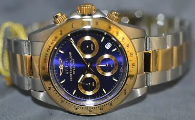 Invicta Men's Speedway Chronograph Blue Dial Two Tone Steel Watch 3644 • $65.86