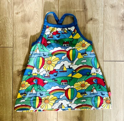 £7.95 • Buy Rare Little Bird Jools Oliver Sun Dress Retro Hot Air Balloon Rainbow 9-12 Mth