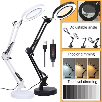 Magnifying Glass With LED Light Magnifier Crafts Reading Desk Stand Lamp USB • $28.49