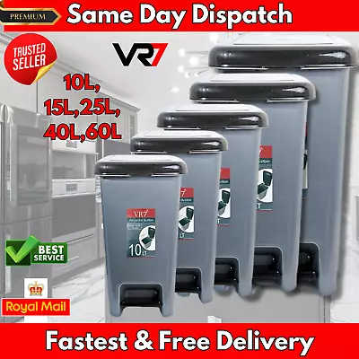 Pedal Bin For Kitchen Home Office Bathroom Waste Slim Rubbish Dustbin • £12.99