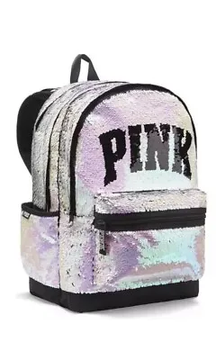 Victoria’s Secret VS Pink Bling Campus Backpack Logo New Reversible Gold • $89.99