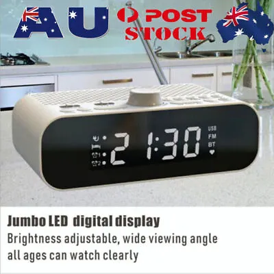 $31.69 • Buy LED Digital Alarm Clock Radio Bedside FM Clock Radio With Bluetooth Speaker AU