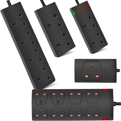 1 2 4 8 Gang Extension Lead 1 2 3 5 10M Cable Electric UK Plug Trailing Sockets  • £8.99