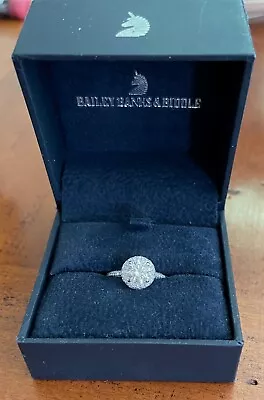 1.05 CT Natural Round Diamond VS1 Ideal 18K + .55 CT Pave Halo Engagement Ring • $3450