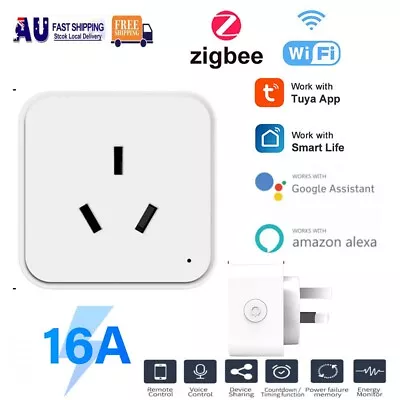Tuya WiFi/Zigbee Smart Socket AU Plug Wireless  Monitoring Timing Work For Aleax • $22.78