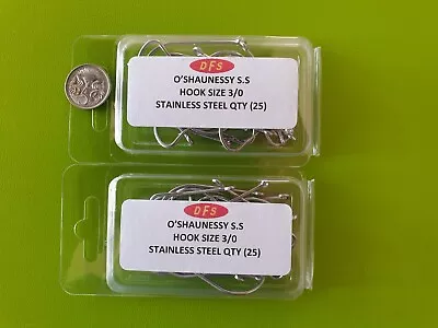 50x DFS Size 3/0 O'shaughnessy STAINLESS STEEL Fishing Hooks • $16.70