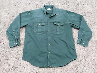 VINTAGE Banana Republic Button Up Shirt Men Large Blue Green Long Sleeve Cotton • $32.77