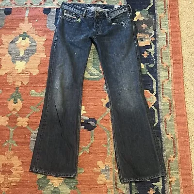 Mens Diesel Zathan Jeans W30 L30 Blue Regular Button Fly Bootcut Wash • $70