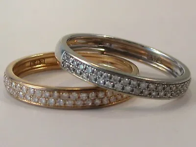 EFFY 14k White & Rose Gold Duo Micro Pave Diamond Stackable Ring Set Bands Sz 7 • $768