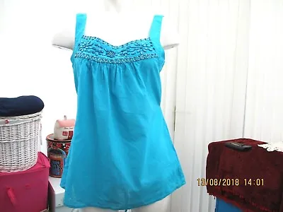  Vanilla Sands  British Home Stores Ladies Turquoise Top Size 14 • £10