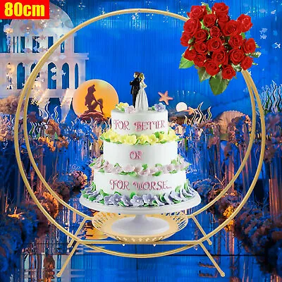 80cm GOLD Metal Double Hoop Cake Stand Holder Arch Table Centerpiece Wedding UK • £30.40