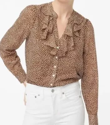 J. CREW Pecan Polka Dot Women’s Blouse (Size: Small Petite) • $17