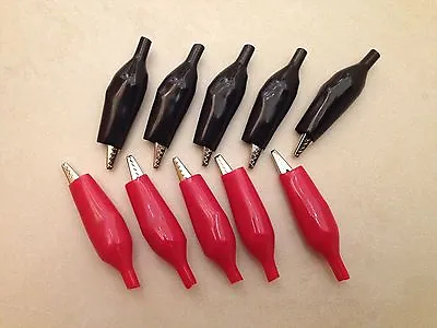 10 Large Crocodile Clips  Battery Charger Test 5 Red 5 Black • £1.49