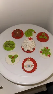 Edible Christmas Fondant Sugar Paste  Cupcake Cake Toppers Stockings Trees Bells • £18