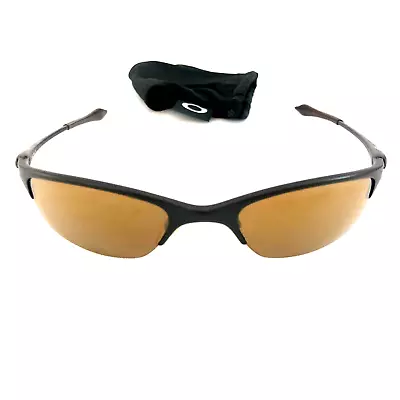 RARE OAKLEY HALF WIRE SUNGLASSES Dark Carbon Frames W/ Gold Iridium Lenses A1 • $449.99