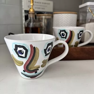 Vintage Deruta Art Italian Pottery Face Mug Set Starbucks • $42