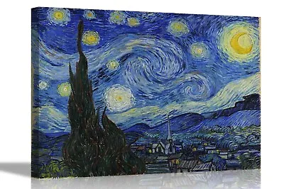 Starry Night By Vincent Van Gogh Canvas Prints Abstract Wall Art For Home Office • £21.99