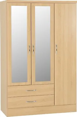 Nevada 3 Door 2 Drawer  Mirrored Wardrobe SONOMA OAK EFFECT • £255.99