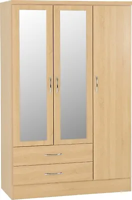 £254.99 • Buy Nevada Sonoma Oak Effect 3 Door 2 Drawer Mirrored Wardrobe