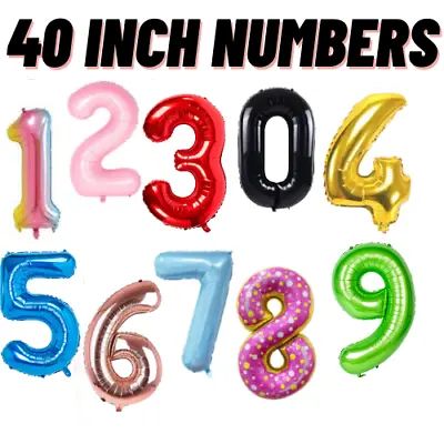 40  Foil Numbers Balloons 1st/16/18/21st/30/40/50/60th Age Birthday Party Decor • £3.95