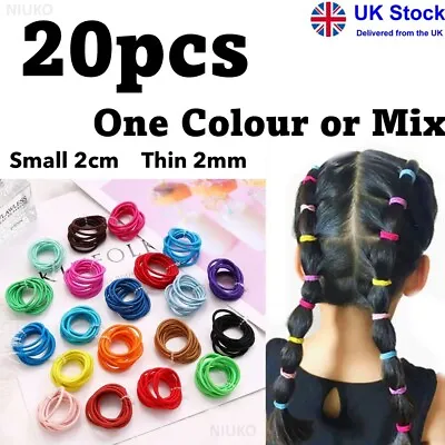 £1.58 • Buy 20 Hair Bands Elastics Bobbles 2cm Small Thin Girls Kids Baby Endless School Set