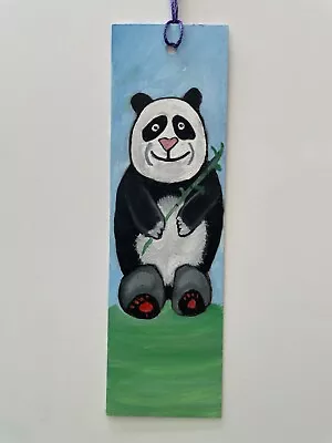 Hand Painted Bookmark With Tassel 8.5 X 2.5 Heavy Card Stock Cute Panda Bear • $6.99