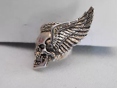 Vintage G&S Winged Flying Skull Ring Sz 8.5 • $52