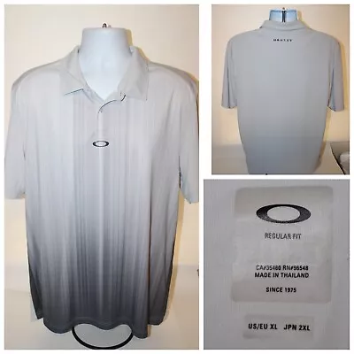 Mens OAKLEY Short Sleeve Polo Golf Shirt Gray Striped : Size XL • $20