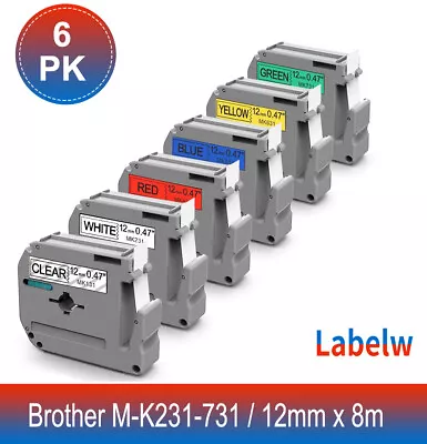 6PK M-K231 131 431 531 Compatible Brother P-Touch Label Tape 12MM PT-65 70 85 90 • $13.33