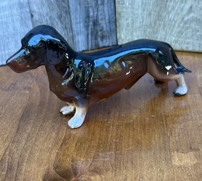 Vintage Lefton Black And Tan Standing Dachshund Figurine... • $12