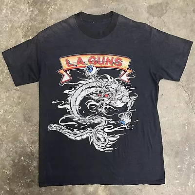 Vintage 80’s LA GUNS Band T Shirt Dragon Art Heavy Metal Hair Guns N Roses Sz XL • $325