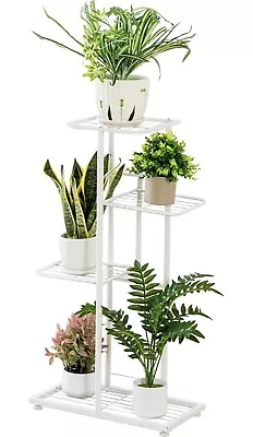 Plant Stand Indoor Outdoor Planter Display Stand (White-4 Tier 5 Pot) • $24.99