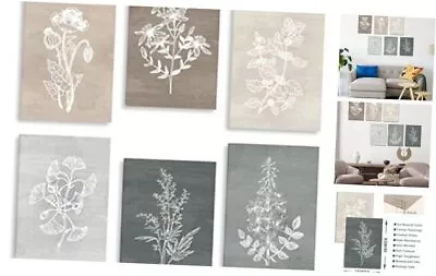  Neutral Botanical Plant Canvas 6 Pieces Rustic Farmhouse Wall Art 12x16 INCH • $58.72