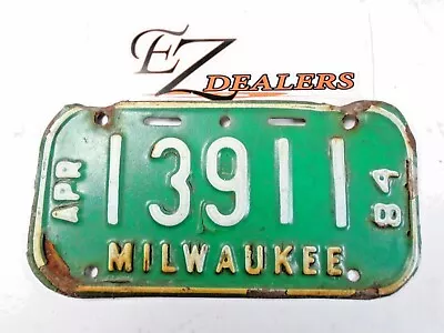 Vintage 1984 Milwaukee Bicycle License Plate # 13911 • $18.99