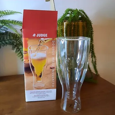 Judge Double Walled 350ML Upside Down Beer Bottle Glass BNIB • £12